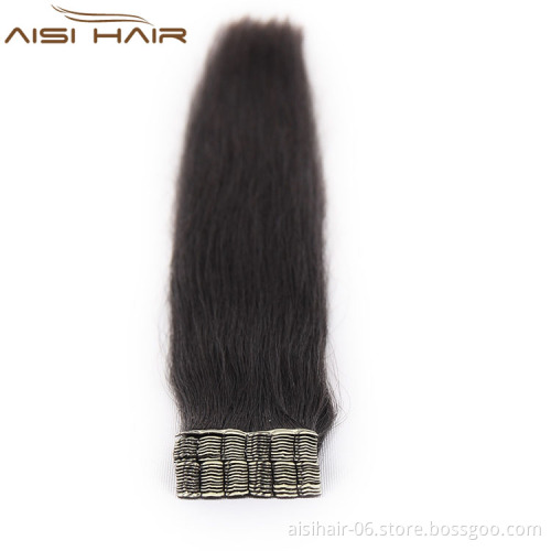 Aisi Hair Hot Sale 12"-32" Customized Color 32 Inches Brazilian Tape In Human Hair Extension